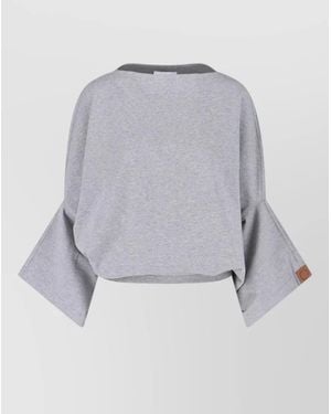 Stella McCartney Cropped Sweatshirt Top Featuring Wide Sleeves - Grey