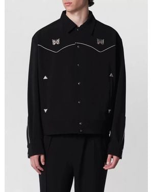 Needles Piping Cowboy Western Overshirt With Butterfly Print - Black