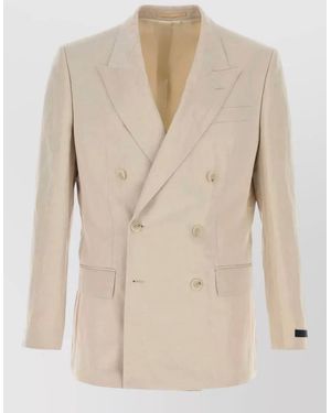 BOSS Lyocell Blend Double Breasted Blazer - Natural