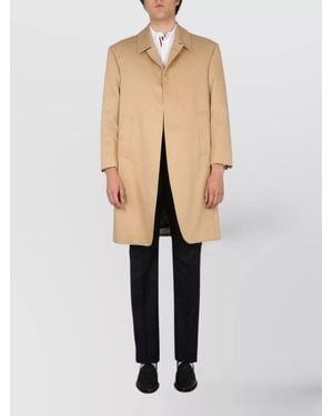 Thom Browne Cotton Single Breasted Coat - Natural