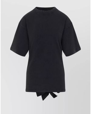 Balenciaga Cotton Washed Oversized Lace Up Short Sleeve T Shirt - Blue