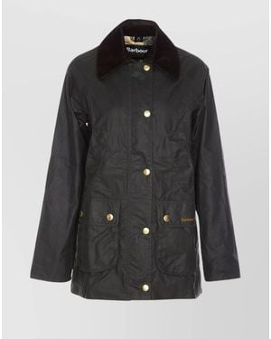 Barbour Modern Beadnell Wax Jacket With Corduroy Collar - Black
