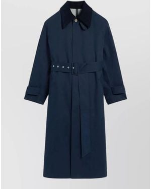 Ami Paris Long Belted Coat Collared Neck Cuffs - Blue