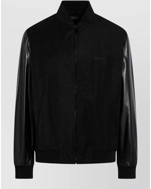 Gucci Jacket Contrast Sleeves Ribbed Cuffs Hem Collar - Black