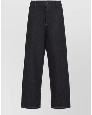 Studio Nicholson Denim High-Rise Curved Wide-Leg Jeans - Blue