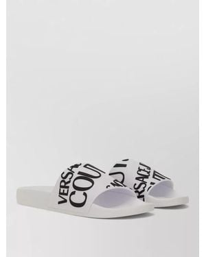 Versace Jeans Couture Logo Slide Sandal Flat Sole Open Toe - Metallic