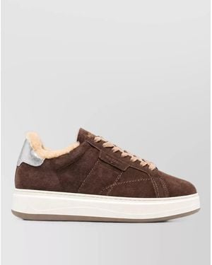 Woolrich Suede Shearling-Lined Lace-Up Shoes - Brown