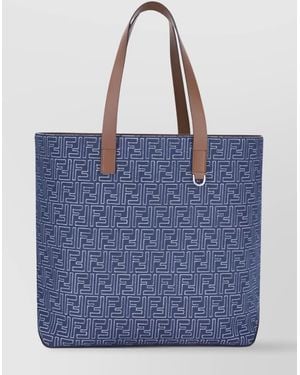 Fendi Embroidered Denim Tote Bag - Blue