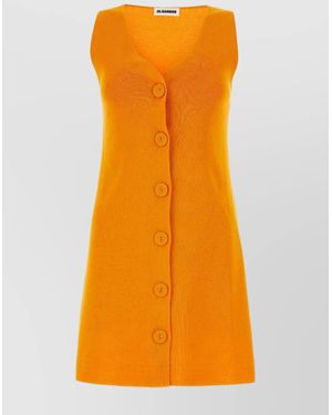 ワンピース JIL SANDER PASTEL ORANGE VISCOSE SHIRT DRESS Jil Sander Front Vent LAURIE Sleeveless Dress women