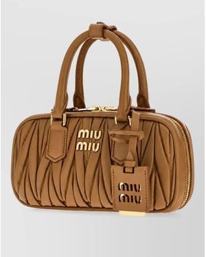 Miu Miu Arcadie Nappa Leather Clutch Bag - Brown