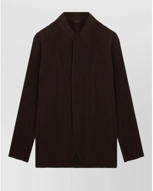 Homme Plissé Issey Miyake Pleated Texture Coat Buttoned Cuffs Design - Black