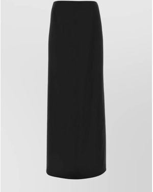 Bottega Veneta Silk-Blend Long Straight Skirt - Black