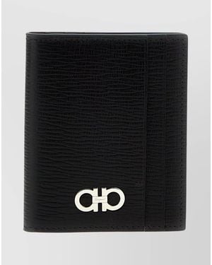 Ferragamo Folded Texture Card Holder - Black