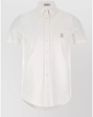 Brunello Cucinelli Short Sleeve Shirt Logo Detail Pocket - White