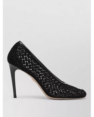 Ferragamo Cut Out Peep Toe Stiletto Court Shoes - Black