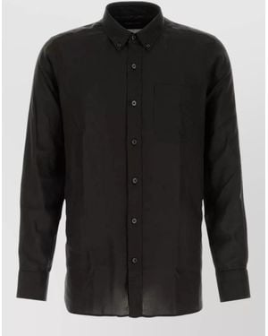 Tom Ford Lyocell Shirt Long Sleeves Button Collar Pocket - Black