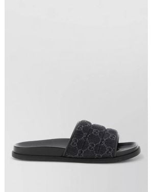 Gucci Denim Quilted Slides - Black