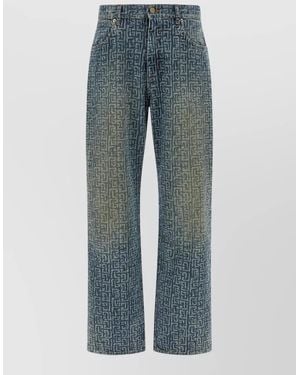Balmain Monogram Straight-Leg Jeans - Blue