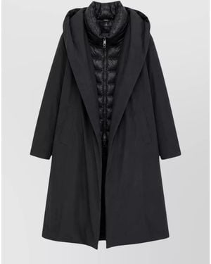 Herno Long Hooded Coat Side Pockets - Black