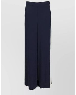 P.A.R.O.S.H. Wide Leg Trousers Contrast Side Panels - Blue