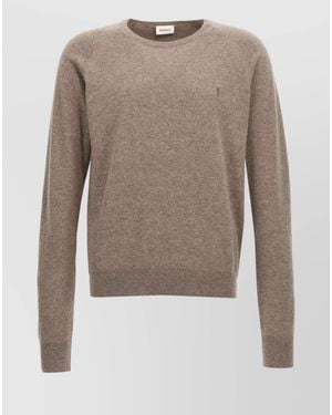 Saint Laurent Cashmere Ribbed Crewneck Jumper - Natural