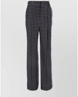Prada Printed Silk Wide-Leg Trousers - Grey