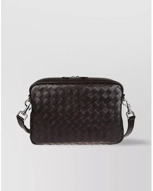 Bottega Veneta Leather Intrecciato Shoulder Bag - Black