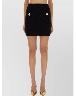 Balmain High-Rise Tweed Mini Skirt - Black