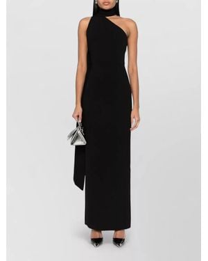 Solace London Ankle Length Halterneck Backless One Shoulder Dress - Black