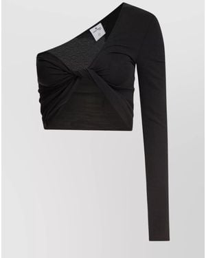 Courreges One-Shoulder Cropped Top - Black
