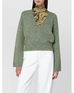 Ganni Textured Sweatshirt - Green