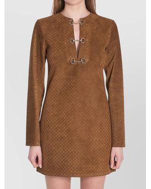 Gucci Gg Suede Mini Dress - Brown
