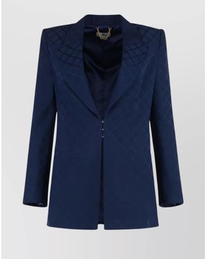 Elisabetta Franchi Jacquard Lapel Collar Blazer - Blue