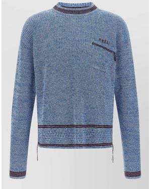 Marni Ribbed Cotton Crew-Neck Jumper - Blue
