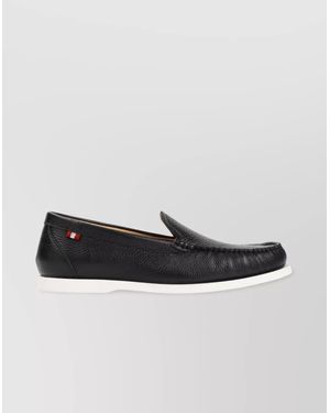 Bally Grained Deer Leather Loafers - Black