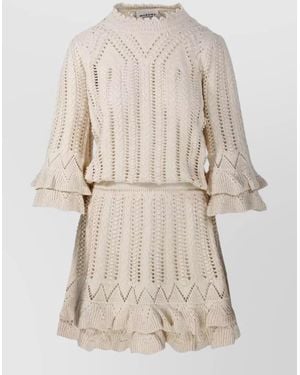 Isabel Marant Textured Chevron Knit Short Dress - Natural