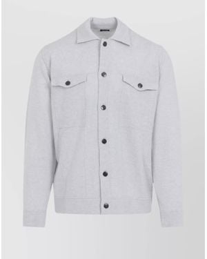 Kiton Stylish Jacket Featuring Chest Pockets And Long Sleeves - White