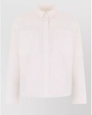 Maison Kitsuné Striped Cotton Shirt Long Sleeves Pockets - Pink