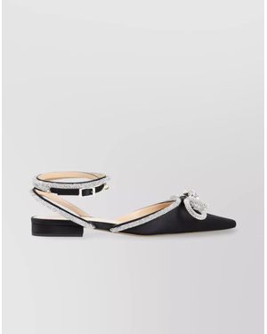 Mach & Mach Double Crystal Bow Pointed Ballerinas - Metallic