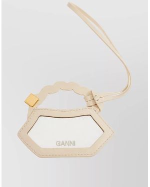 Ganni Leather Keychain Purse - White