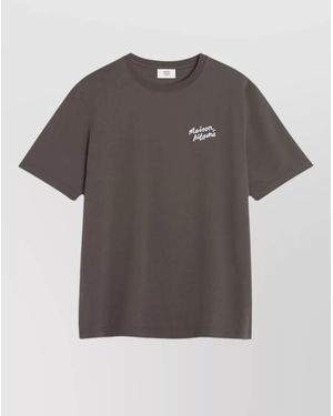 Maison Kitsuné Organic Cotton Logo Print Short Sleeve T-Shirt - Grey