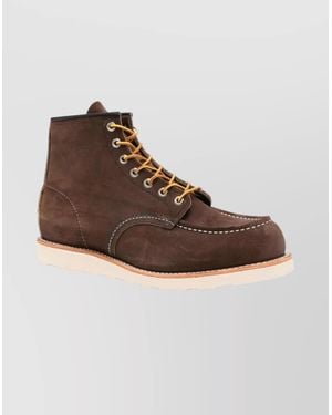 Red Wing Stylish Ankle Length Flat Sole Boots - Brown