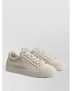 Tod's Reversed Leather Sneakers Round Toe Sole - Natural