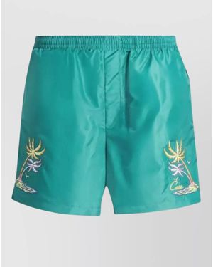 CASABLANCA Logo-Print Swim Shorts - Green