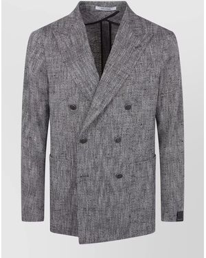 Tagliatore Montecarlo Double Breasted Jacket Notch Lapel - Grey