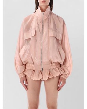 Frankie Shop Sheer Technical Bomber Jacket Relaxed Fit - Pink