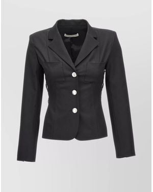 Alessandra Rich Single-Breasted Fitted Blazer Jacket - Black
