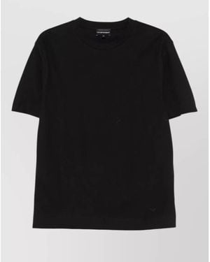 Emporio Armani Cotton Crew Neck T Shirt Textured Fabric - Black