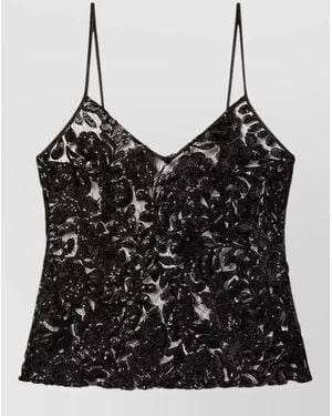 Golden Goose Tulle V-Neck Sleeveless Top - Black