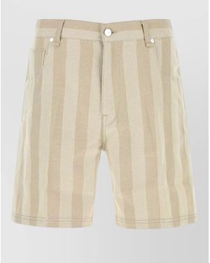 Fendi Embroidered Canvas Bermuda Shorts - Natural